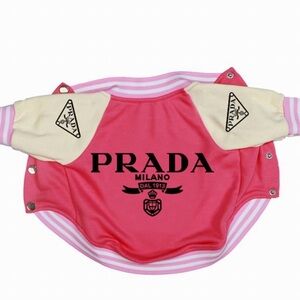 PET CLOTHES - Pink and Cream Logo Pet Jacket